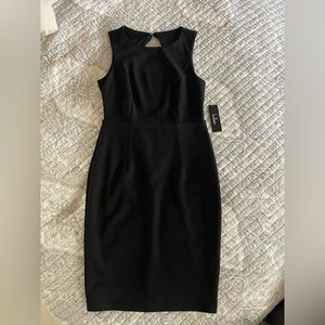 Lulus - black lace body con backless midi dress, medium